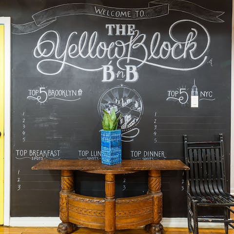 Get local recommendations from your host via the blackboard