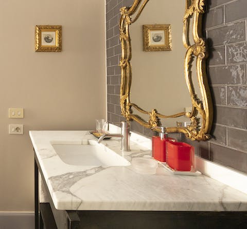 Pamper yourself at elegant marble sink