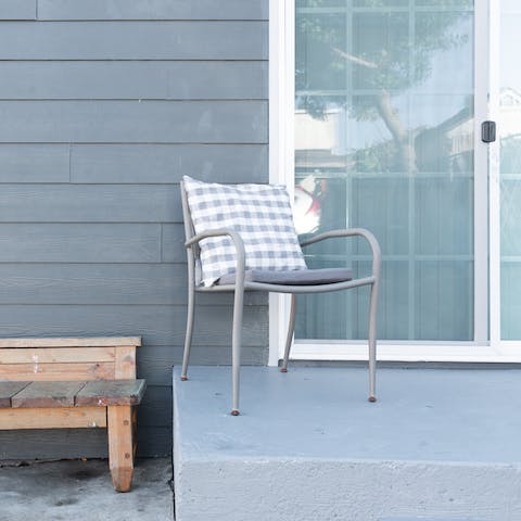 Sit out on the secluded patio to soak up the California sunshine
