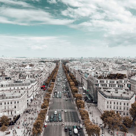 Go shopping on the chic Champs-Élysées, a short stroll away