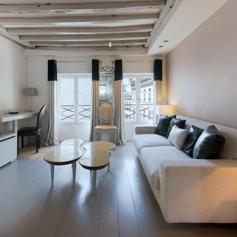 Work from home at the desk in the living area