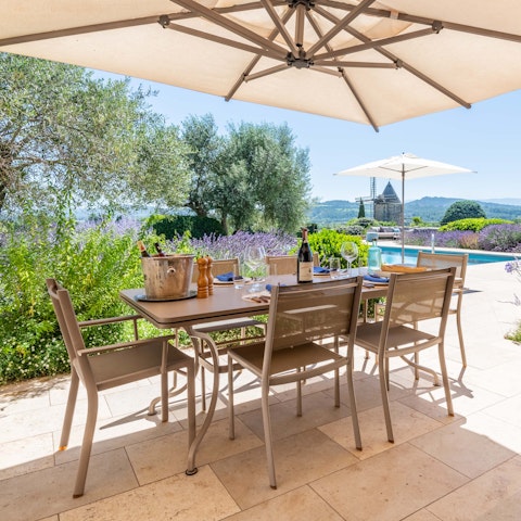 Tuck into a leisurely meal on the alfresco dining terrace
