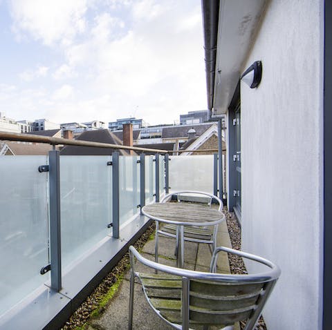 Head out to the little balcony for your morning coffee