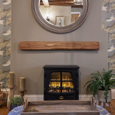 Snuggle up for the evening with a roaring fire