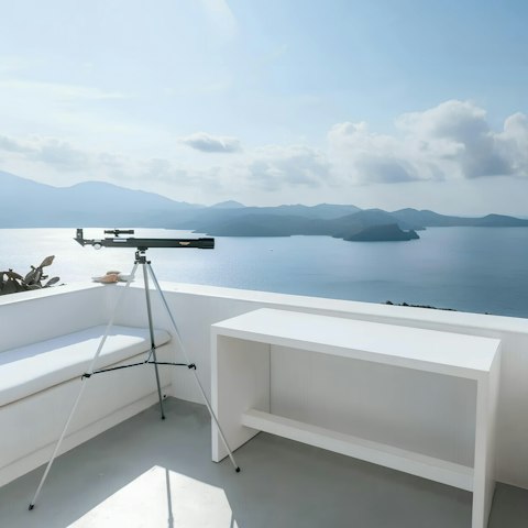 Admire panoramic water views from the private balcony