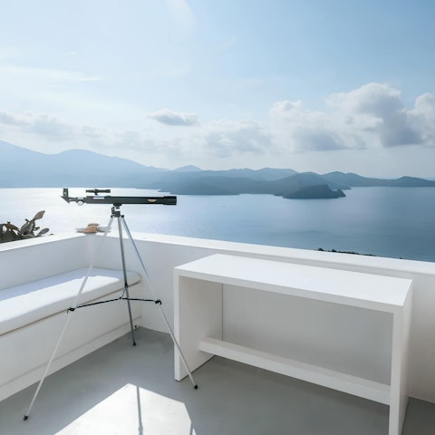 Admire panoramic water views from the private balcony