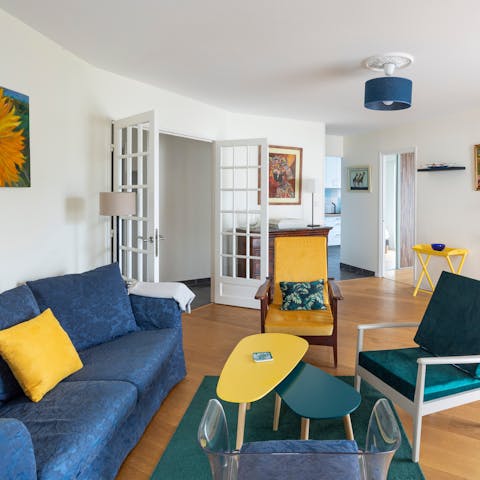 Relax and unwind in the comfy living room