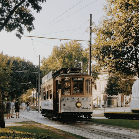 Jump aboard the tram and explore historic sights