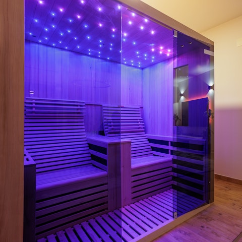 Unwind in the private sauna after a day of exploring