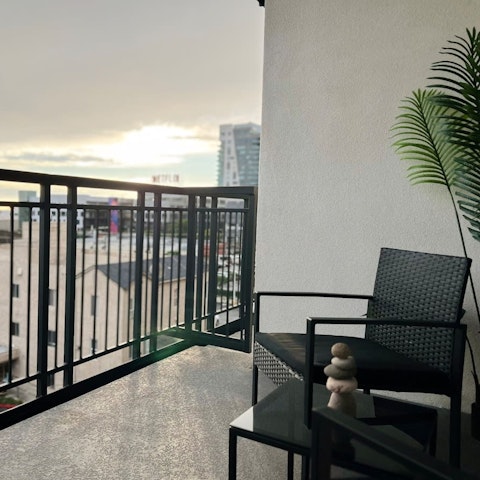 Soak up the bustle of Sunset Boulevard from the balcony