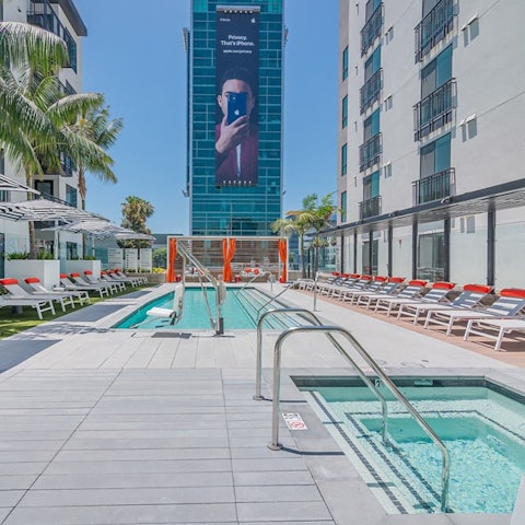 Catch forty winks beside the shared pool