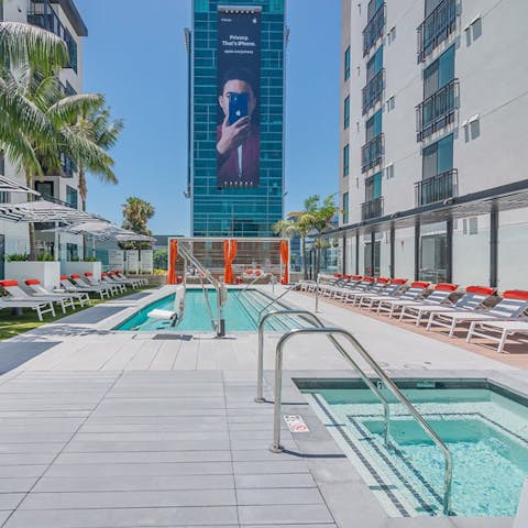 Catch forty winks beside the shared pool