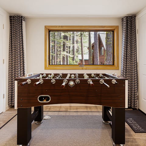Play a game of table football before snuggling up for a movie night