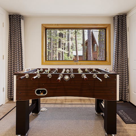Play a game of table football before snuggling up for a movie night