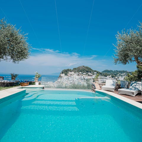 Feel on top of the world while swimming in the pool