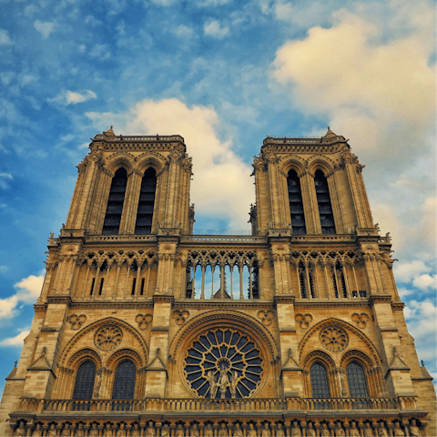 Explore Notre Dame cathedral, 24-minute walk away