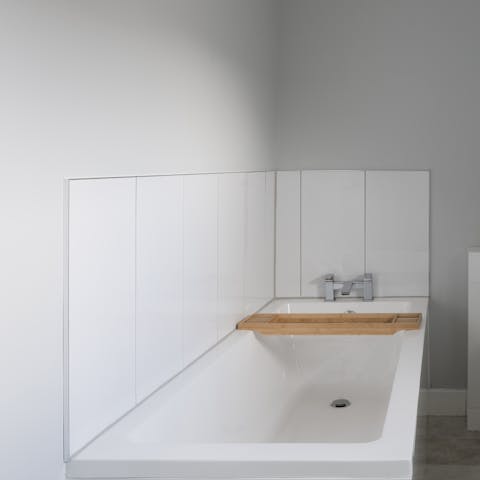 Run yourself a steamy bath and treat yourself to an uninterrupted soak