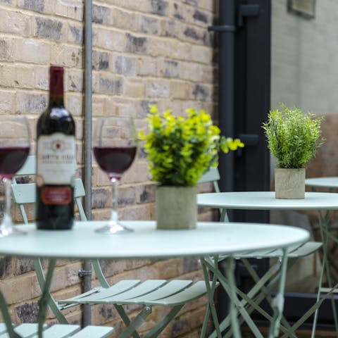 Sit out in the home's internal terrace on warm days