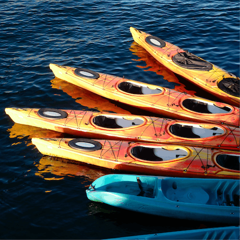 Hire kayaks for a day of water sports on the lakes