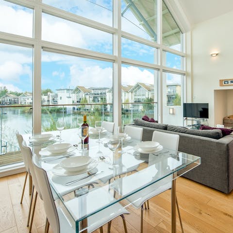 Tuck into a home-cooked meal with a view