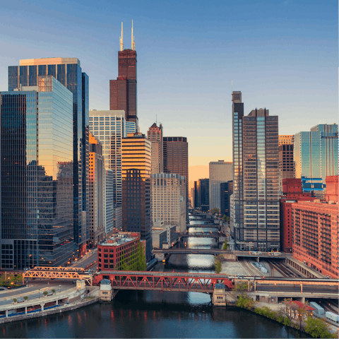 Enjoy the shopping and dining options in Chicago's chic River North district