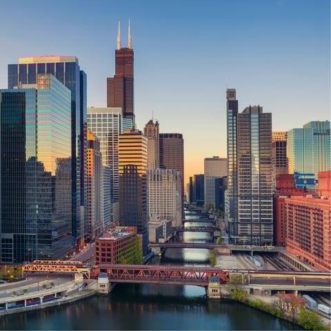 Enjoy the shopping and dining options in Chicago's chic River North district