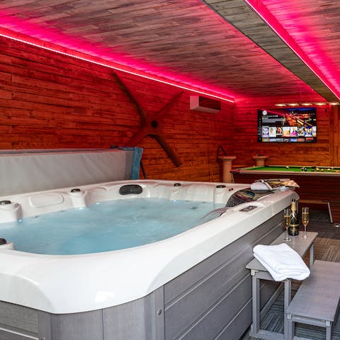 Unwind in the private jacuzzi hot tub