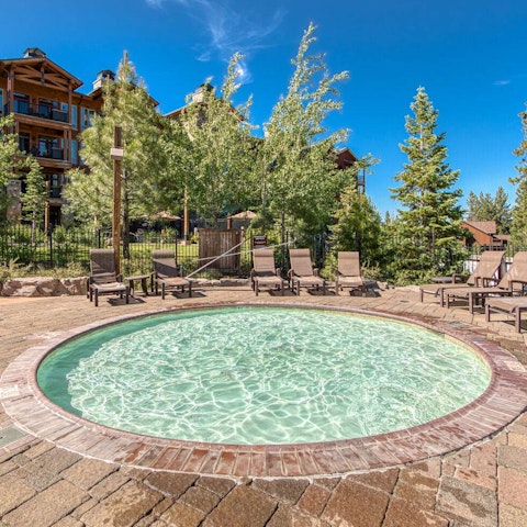 Head to the communal pools for a leisurely swim