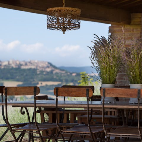 Enjoy an alfresco lunch on the covered terrace
