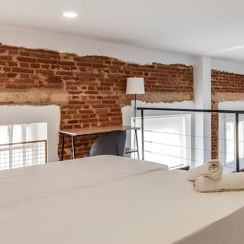 Catch up on work at the upstairs desk space