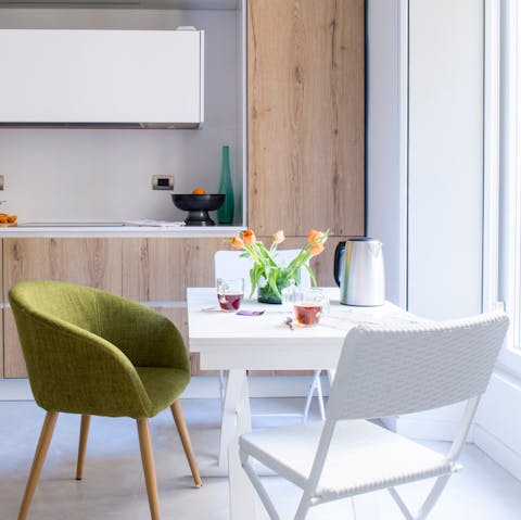 Start your day with breakfast in front of the enormous window