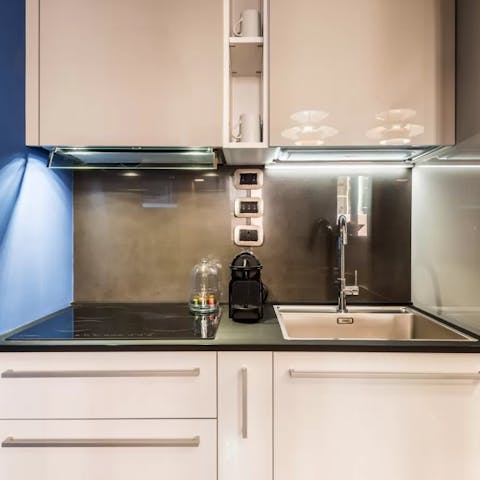 Hit the fresh produce markets and cook in the petite kitchen