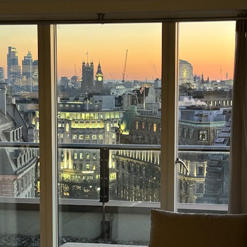 Savour views of Big Ben and the Houses of Parliament from the living area