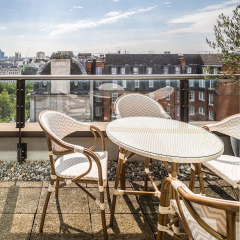 Relax on the private balcony while you enjoy the London cityscape