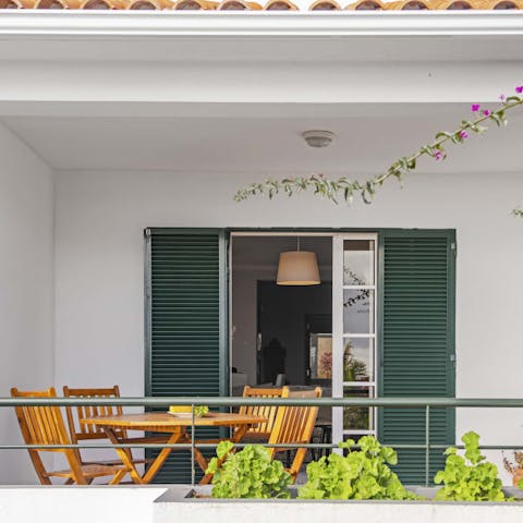 Sit out on the private balcony with a drink or a light lunch and breathe in the scent of the surrounding flora