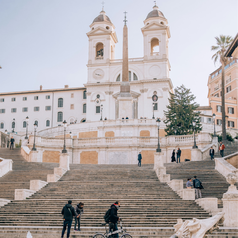 Visit the iconic Spanish Steps, a ten-minute walk away