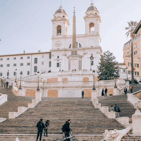 Visit the iconic Spanish Steps, a ten-minute walk away