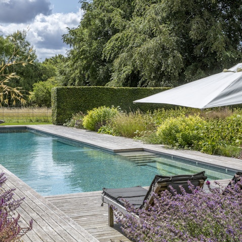 Take a dip in the heated pool