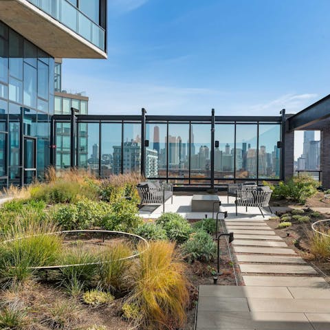 Head up to the shared terrace when the sun is out
