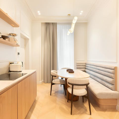 Pop back to the apartment for patisserie and coffee