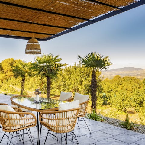 Enjoy mesmerising views across the mountains from the terrace