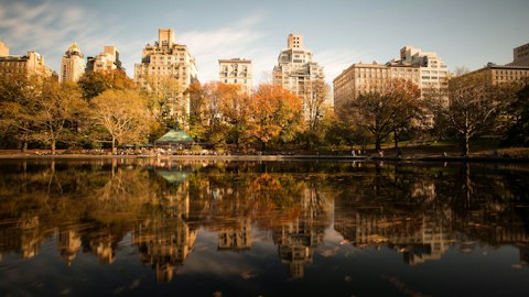 Explore Central Park's 843 acres of iconic urban green space, a twelve-minute walk