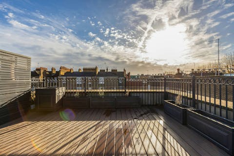 Take to the rooftop terrace to enjoy views across the city