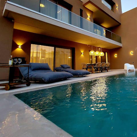 Relax beside the private pool, which can be heated on request