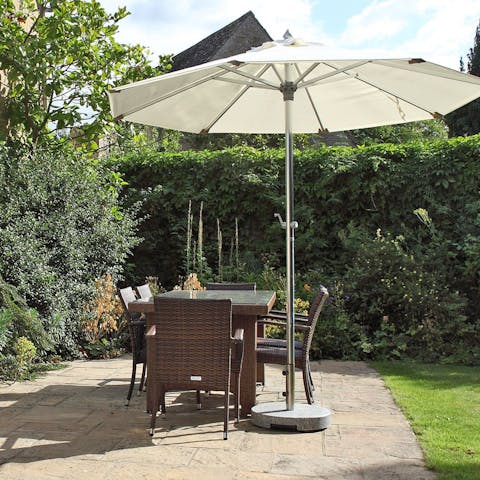 Enjoy your afternoon tea out in the private walled garden