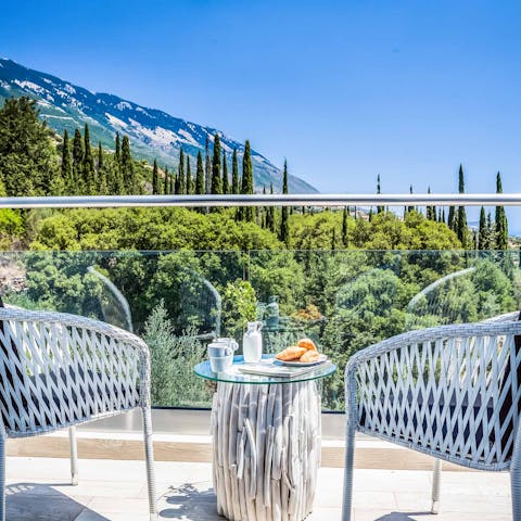 Enjoy breakfast with a view on the balcony
