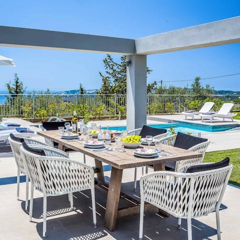 Cook rustic Greek delicacies on the barbecue then dine alfresco
