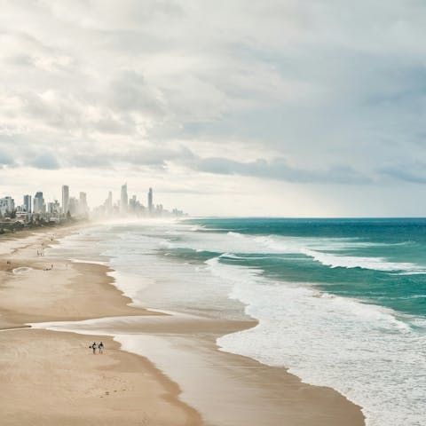 Hit the beaches along the Gold Coast – they're only 1.5 kilometres away