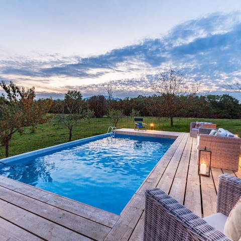 Dive into your private swimming pool to stay cool