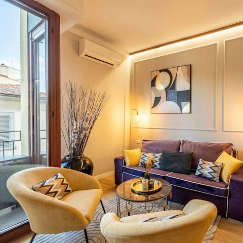 Rest up in the living area after sightseeing